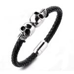 Fashion jewelry custom engraved leather bracelet stainless steel magnetic clasps
