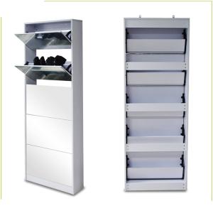 Wholesale Bedroom White 25kg 29pcs Panels Mirrored Shoe Cabinet from china suppliers