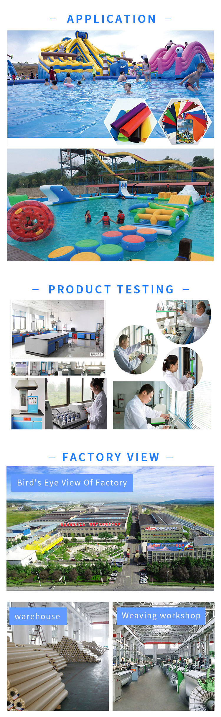 18oz 1000D*1000D 20*20 PVC Fabric Inflatable Materials