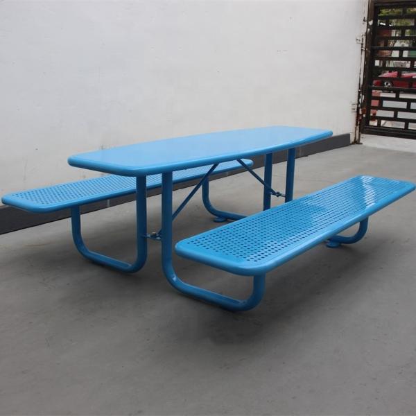 Small Waterproof Rustproof Outdoor Picnic Tables Perforated Steel Material For