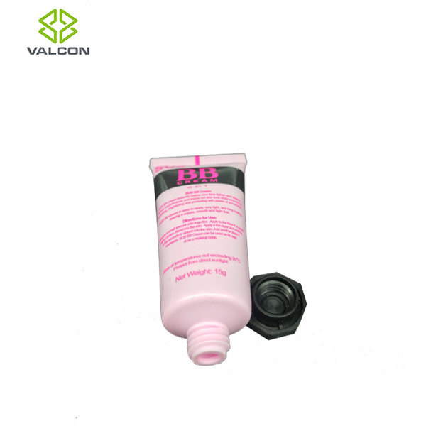 Hot Stamping Silver Empty Cosmetic Tubes With Glossy Black Octagonal Cap