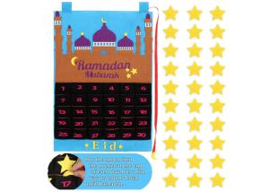 Wholesale Wall Hanging Felt Holiday Decorations 30 Days Countdown Eid Mubarak Blue from china suppliers