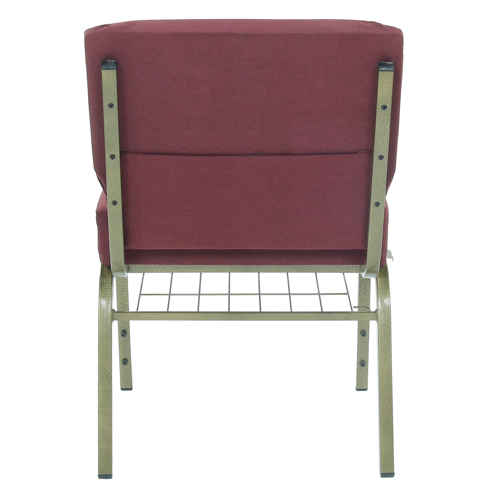 Affordable Stackable Metal Legs Church Chairs With Upholstered Navy Blue Fabric
