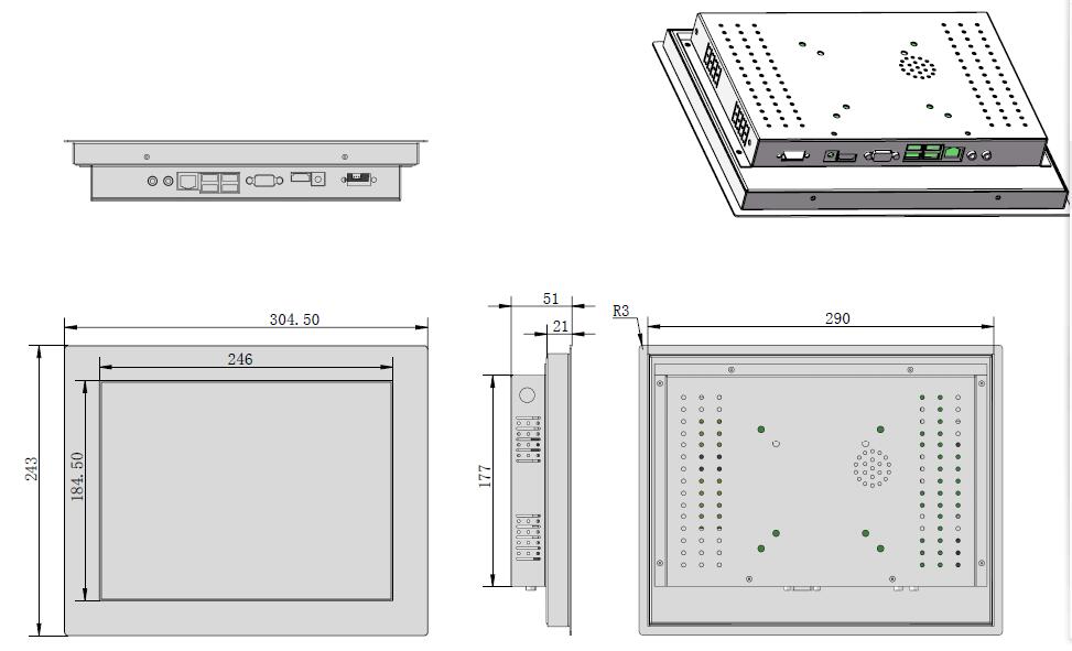 Industrial High Brightness Metal 12 Inch TFT LCD Dustproof Outdoor Resistive Touch Screen Open Frame Monitor