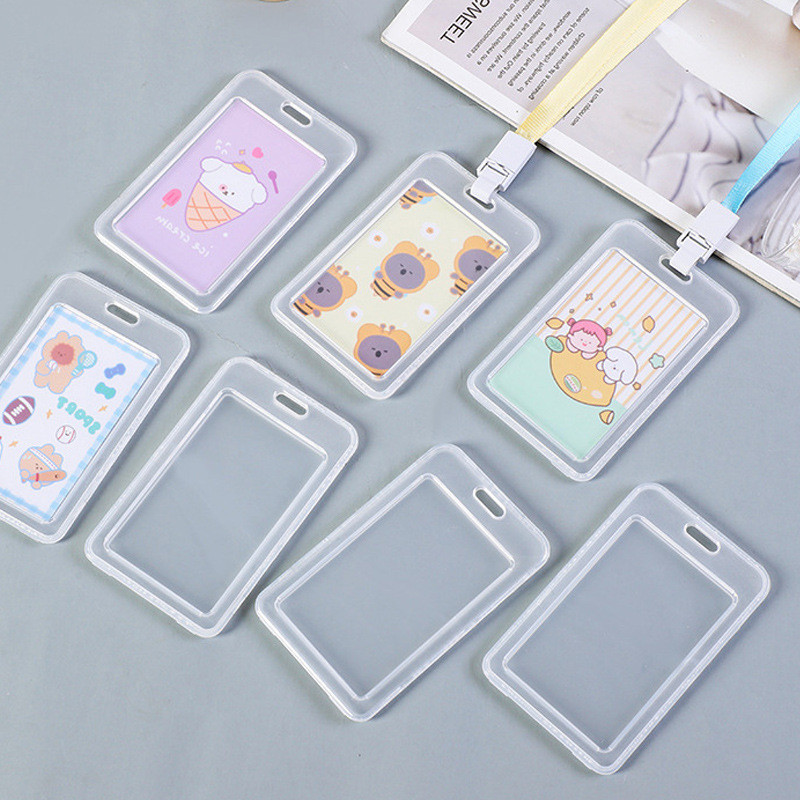 TRANSPARENT CARD HOLDER WORK CARD LANYARD RICE CARD NAME TAG CAMPUS CARD STUDENT BUS SCHOOL CARD HOLDER ACCESS CARD
