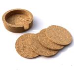 HOT SALE 4'' Round Cork Coaster Set of 4 With Holder Cork for Bar or Home