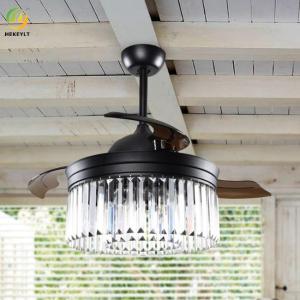 Wholesale 42 Inch Retractable Ceiling Crystal Fan Light LED With Remote Control from china suppliers