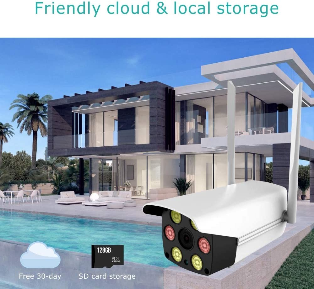 Outdoor Wifi Ip Security Wireless Cctv Camera With Night Vision 30M 128GB 1080P