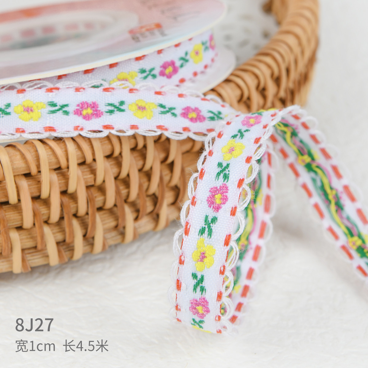 15mm*50y Pastoral Floral Cotton Ribbon Baking Cake Ribbon Bow DIY Material Decoration Ribbon Flower Bouquet Packaging