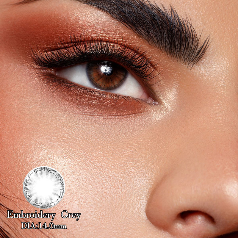 KSSEYE Natural Colored Eye Grey Contact Lens Circle Lenses Non Prescription 14mm