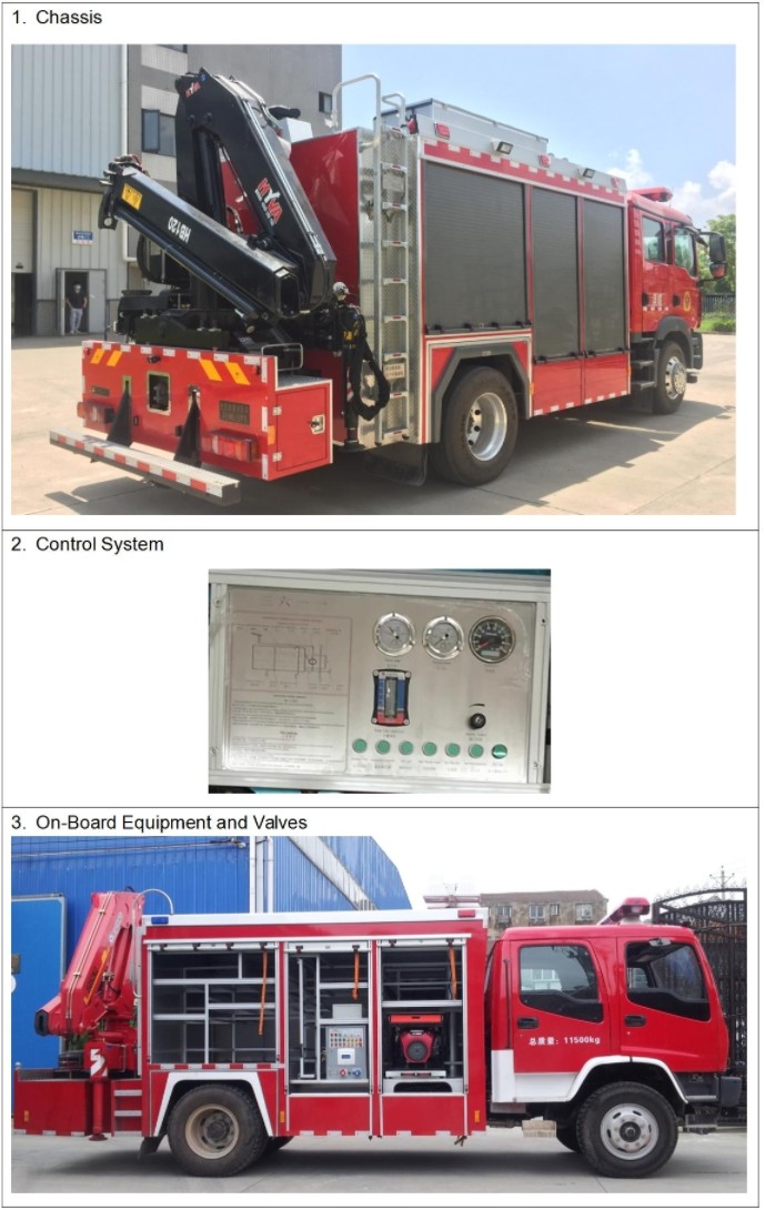 Fire Fighting 4X2 Emergency Rescue Fire Truck 228kw With 5 Ton Crane