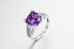 3.16g 925 Silver Gemstone Rings AAA CZ Female Amethyst Wedding Ring