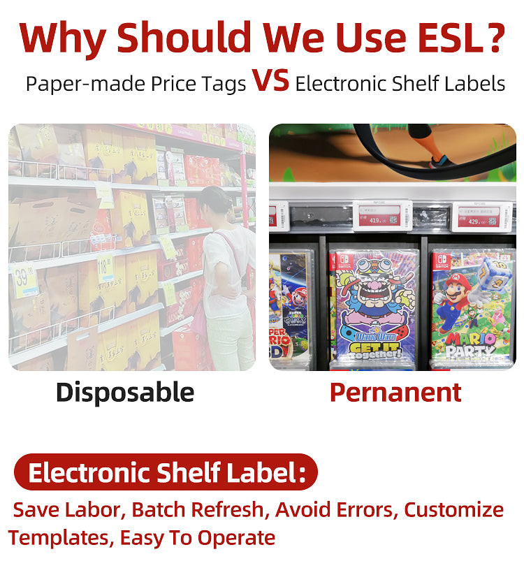 5.83 Inch Light Display Electronic Shelf Labels E-Link Epaper 2.4GHz ESL Price Tag For Retail Store Warehouse