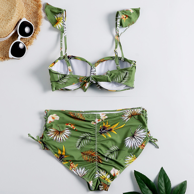 Tiered Layer Tie a Knot Front Top With Low waist Bikini swimsuit high cut