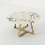 Living Room Stainless Steel Round Set coffee Table With Brushed Gold Satin