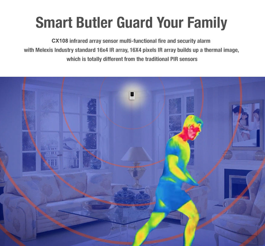 Smart Family Electric Wireless Fire and Security Alarm WIFI Camera with Infrared Array Sensor
