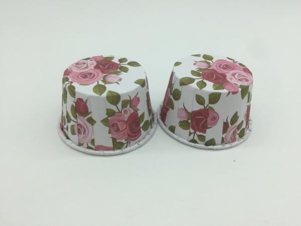Wedding Party Rose Floral Baking Cups , Round Shape Muffin Paper Cups Not Retain