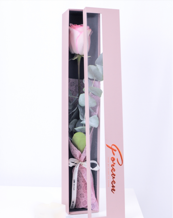 Long Square Single Rose Gift Box Semi Transparent Shipping Boxes For Flower Arrangements