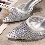 3111-2 Korean Fashion Pointed Shallow High Heeled Shoes Net Red Diamond Sandals