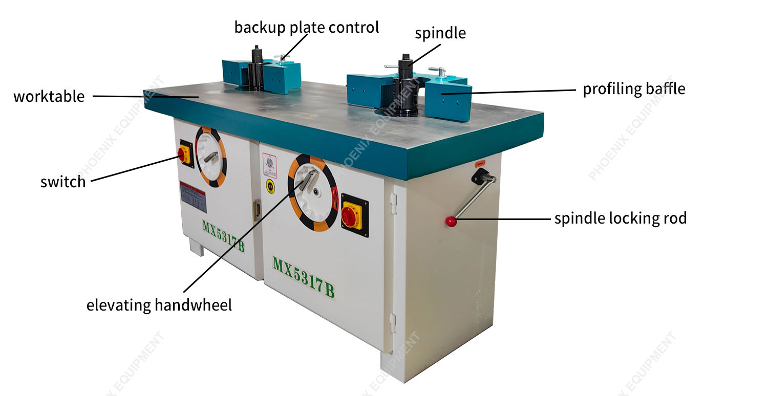MX5317 Table Router Trimmer Double-Spindle Moulder Machine Vertical Woodworking Milling