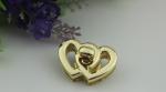 Design love-heart shape zinc alloy gold metal twist locks for purse