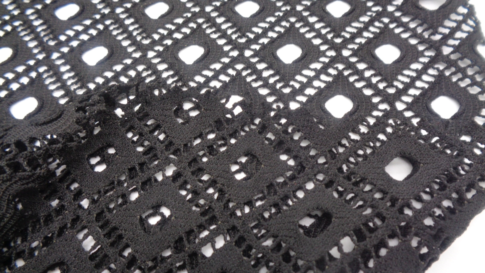 Lace Hollow Fabric 90% Polyester 10% Spandex 250 Gsm Elastic 150 Cm