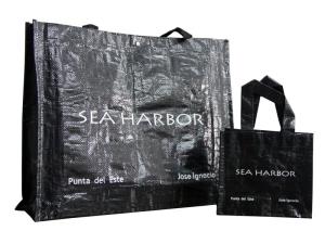 Wholesale Durable PP Woven Shopping Bags Reusable water proof recycle Black color from china suppliers