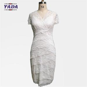 Wholesale Fashion lace v-neck short sleeve elegant women ladies white dress for mature woman from china suppliers