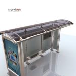 Municipal Arcade Roofing Passenger Waiting Shelters With Advertising Lightbox