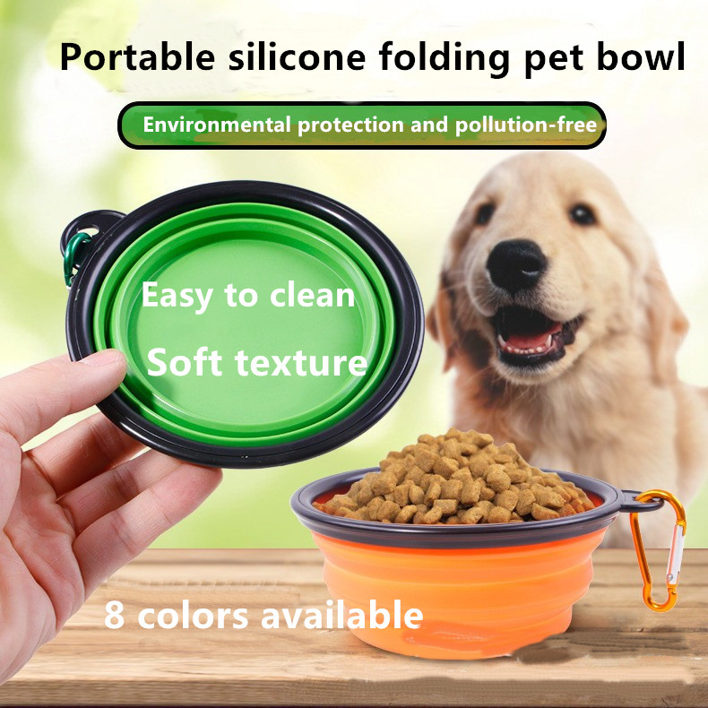 Portable Outdoor Folding Bowl Dog Silicone Food Bowl Environmentally Friendly Silicone Pet Bowl
