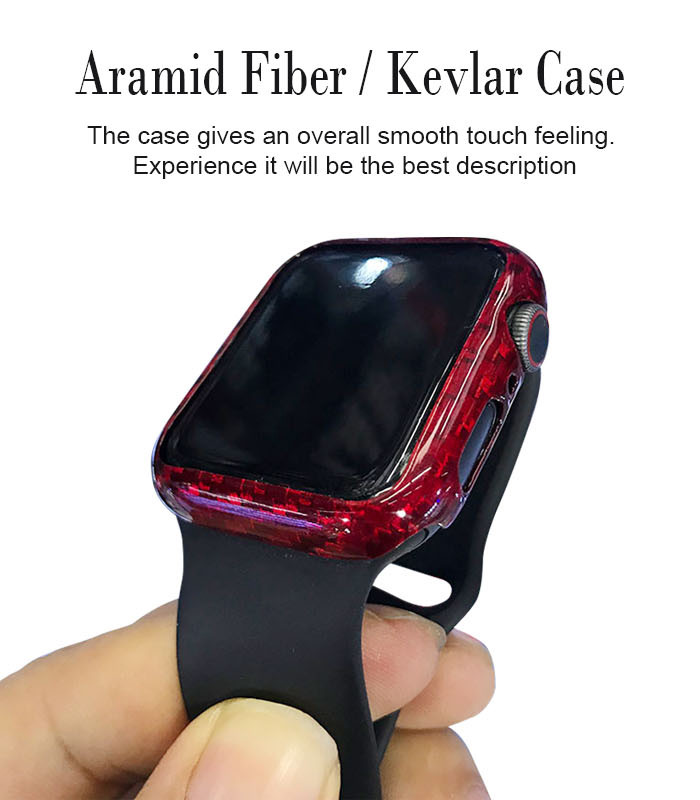 Shock Resistant Glossy Red Aramid Fiber Watch Case For Apple