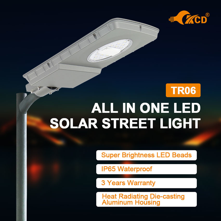 Aluminum Housing All In One Solar Led Street Light SMD 2835 Beads For Parking Lot