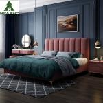 Custom Size Wooden Double Bed Queen Platform King Size Fabric Bed Hotel Bedroom