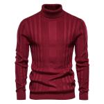Streetwear Clothing Men'S Turtleneck Sweater Casual Knit Basic Shirt Pure Color