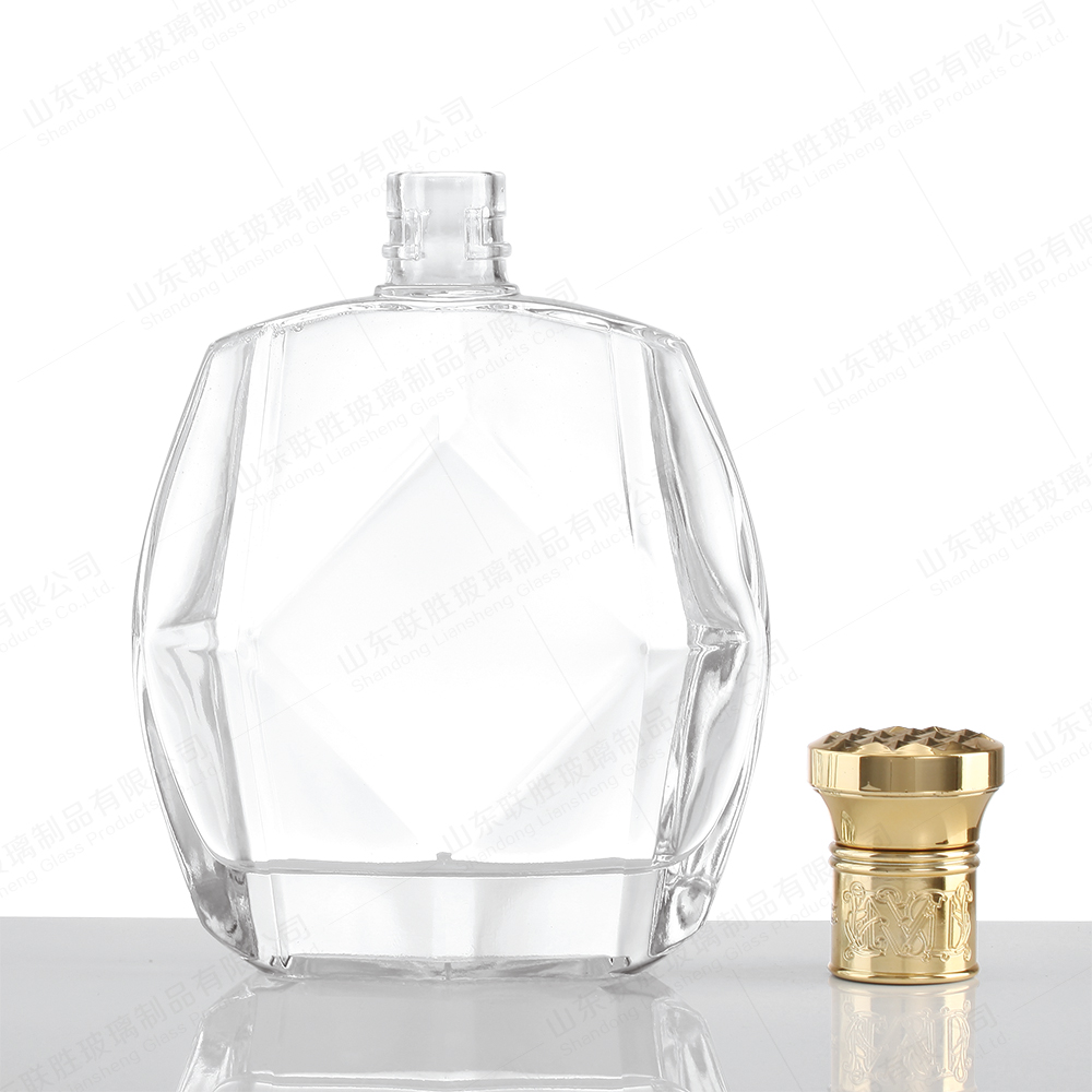 Customized Flat Glass Bottle 375ml 500ml 750ml 1000ml Whiskey Liquor Bottle for Home Bar