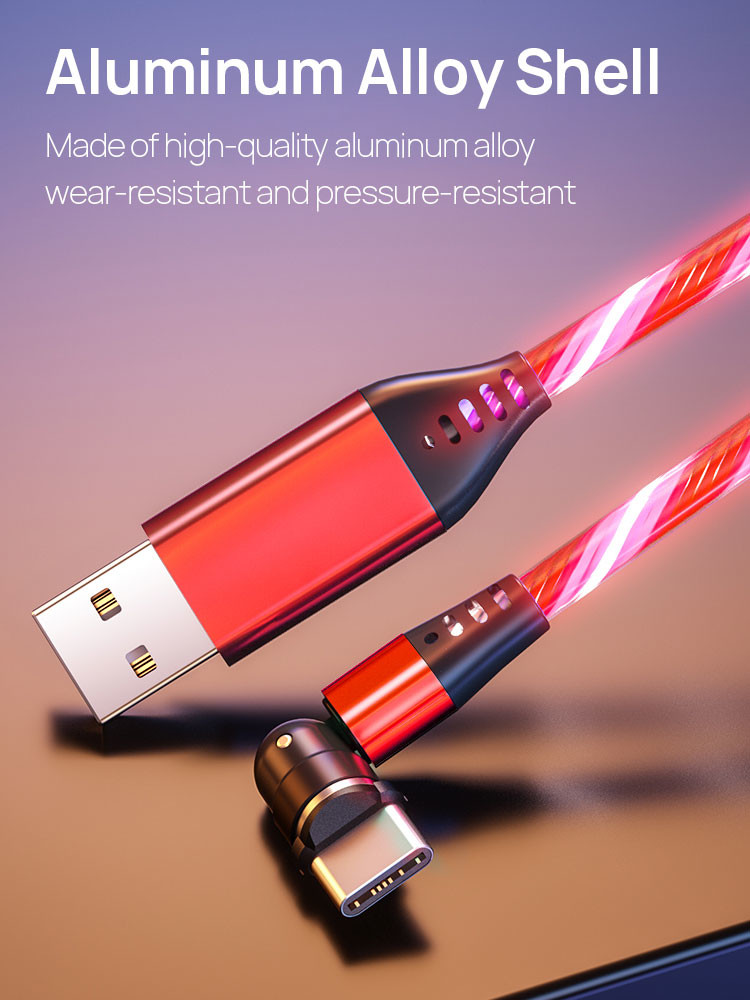 Focuses Magnetic USB Charging Cable 3m LED Flowing Luminous Phone Charging Cable