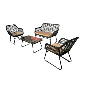 Wholesale CE BSCI Black Steel Plating PE Rattan Outdoor Woven Coffee Table Chair Sofa from china suppliers