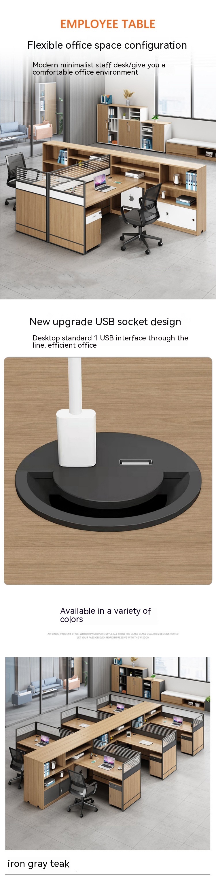 ISO9001/ISO14001 Certified Villa Desk Sub-Office for and Durable Finance Desk Staff