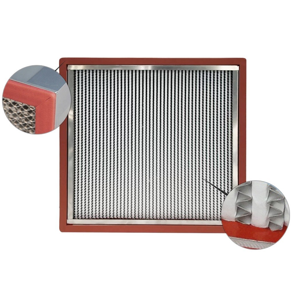 250m3/H 400degree H14 High Temperature Hepa Filter With Baffle Plate