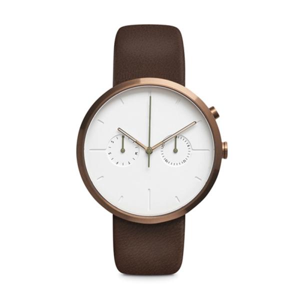 Custom Rose Gold Chronograph Watches For Men , Stainless Steel Back Watch Round