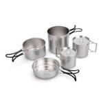 New Arrival 7 Pcs 304 Stainless Steel Camping Cookware Set Multi-person Soup Pot