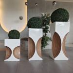 Tall Rectangular Large Resin Fiberglass Flower Pots For Shopping Mall