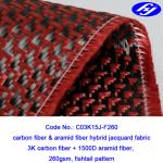 Plane Pattern Woven Aramid Fabric / High Strength Red Carbon Fiber Kevlar Cloth