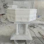 Marble Church Baptismal Font Stone Holy Water Font Hand Carved Chancel Religious