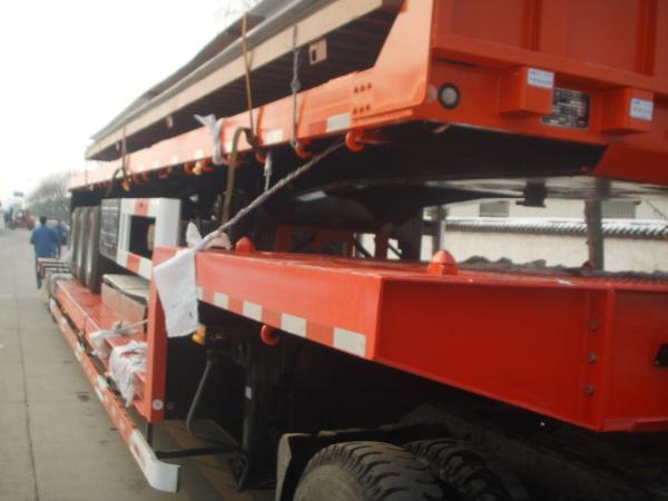 Hauler Truck Low Platform Semi Trailer , 3 Axle truck Trailer Low Bed For Road