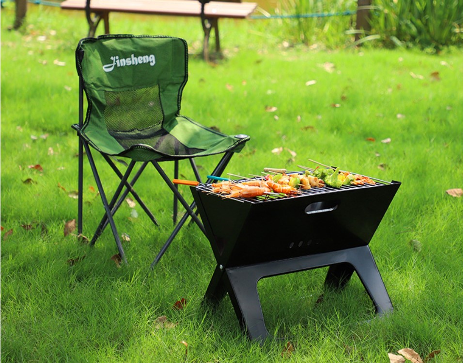 Outdoor Portable Grill Charcoal Grills X Folding Grill BBQ for Camping Easily Cleaned