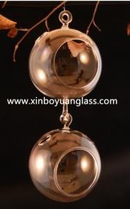 China Hinterland Double Hook Glass Globe candle Holder on sale