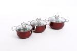 16/18/20/22cm red color & flower stainless steel cookware set & kitchenware set