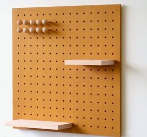 Wholesale Pegboard 48x48 cm - wooden Wall Shelf - Decorative and Practical Storage - Mustard Yellow from china suppliers