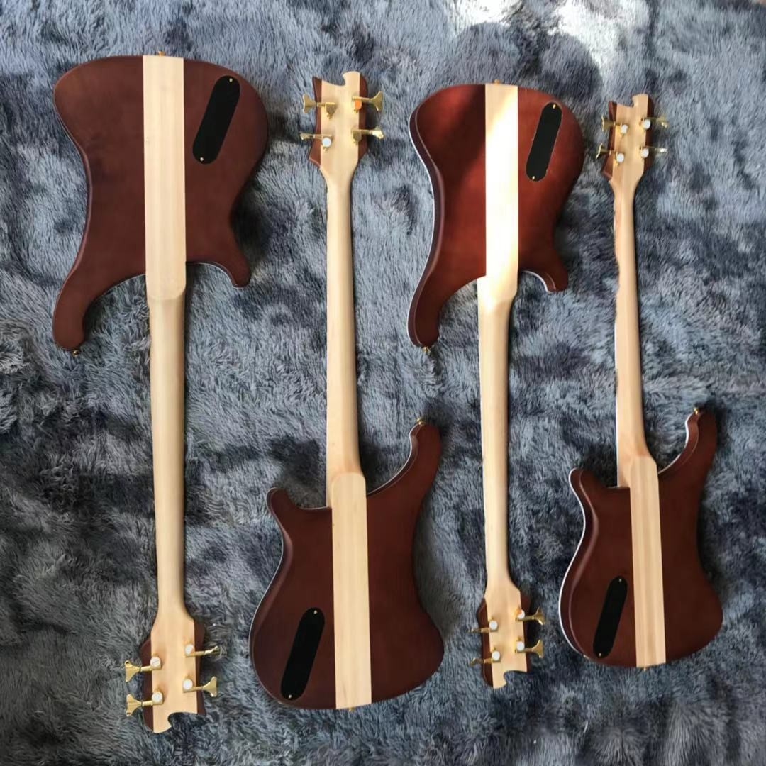 Custom Grand Rickenbacker Style 4 Strings Neck Through Body Electric Bass Guitar Carve Top Musical Instruments Factory